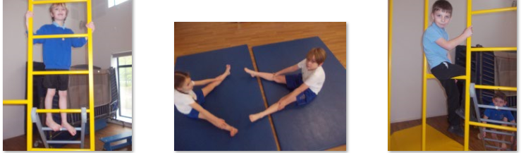 Photos of children doing PE on apparatus