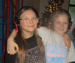 Photos of children at silent disco