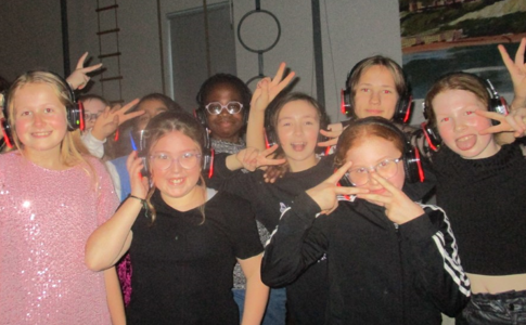 Photos of children at silent disco